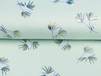 Jersey Cotton mit Foliendruck - mini Palmen - altgrün