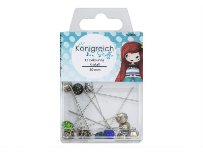 Deko-Pins 12 Stück/50 mm - Kristalle - bunt