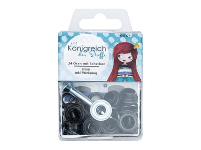 Ösen mit Scheiben - SB-Box 24 Stück/8 mm - brüniert