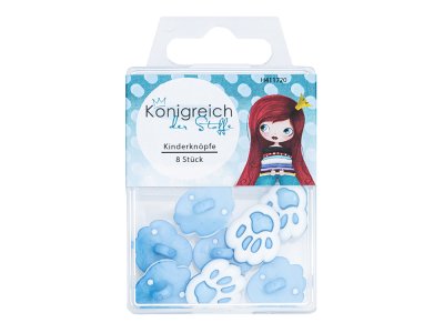 Kinderknöpfe 8 Stück - Pfötchen - blau