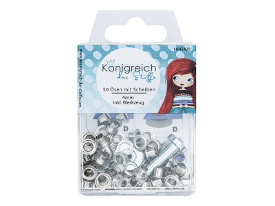 Ösen mit Scheiben - SB-Box 50 Stück/4 mm - silberfarben