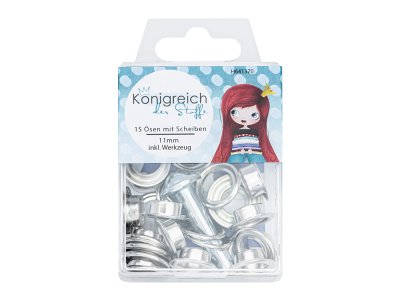 Ösen mit Scheiben - SB-Box 15 Stück/11 mm - silberfarben