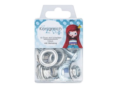 Ösen mit Scheiben - SB-Box 10 Stück/14 mm - silberfarben