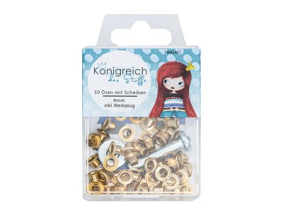 Ösen mit Scheiben - SB-Box 50 Stück/4 mm - goldfarben