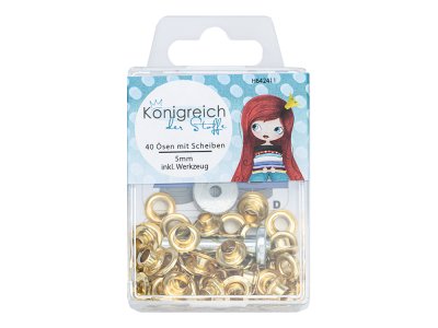 Ösen mit Scheiben - SB-Box 40 Stück/5 mm - goldfarben
