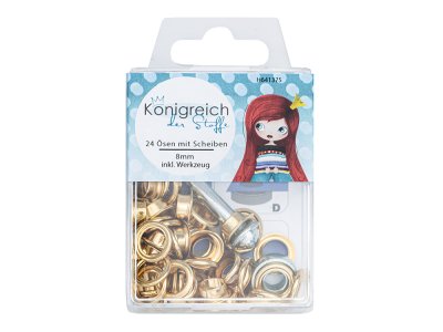 Ösen mit Scheiben - SB-Box 24 Stück/8 mm - goldfarben
