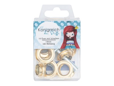 Ösen mit Scheiben - SB-Box 10 Stück/14 mm - goldfarben