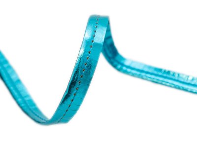 Paspelband Biese aus Kunstleder ca. 10 mm - metallic türkis