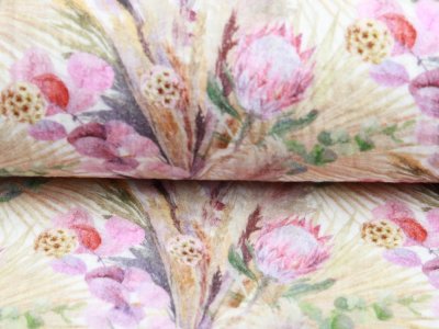  Musselin Baumwolle Double Gauze Digitaldruck - Blumenmalerei - weiß