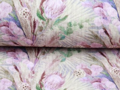  Musselin Baumwolle Double Gauze Digitaldruck - Blumenmalerei - taupe