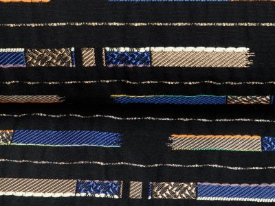 KDS Queen's Collection - Dekostoff mit Glitzerfäden - gemusterte Balken - schwarz
