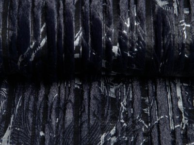 Fur mit Foliendruck - Blumen auf Rippotik - blauviolett