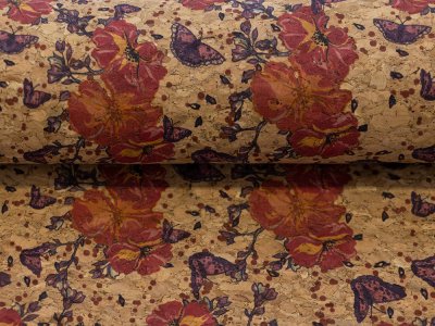 Kork Coupon 50 cm x 65 cm - Schmetterlinge und Blumen 