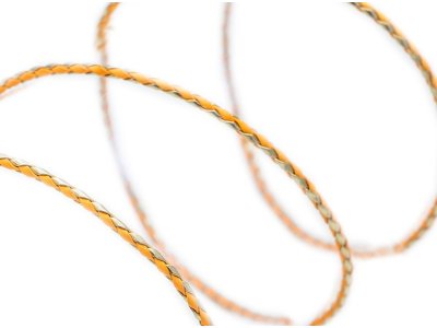 Korkkordel- Schnur rund geflochten 5 mm - orange-metallic