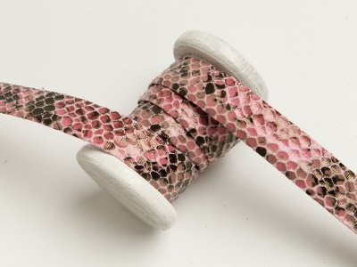 Einfassband/Falzband mit Foliendruck - Schlangenhaut - rosé