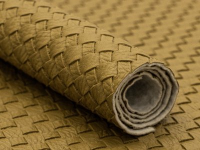 Kunstleder Swafing Beatrice Coupon ca. 50 cm x 70 cm - Flechtmuster - khaki