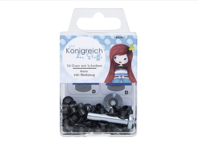 Ösen mit Scheiben - SB-Box 50 Stück/4 mm - brüniert