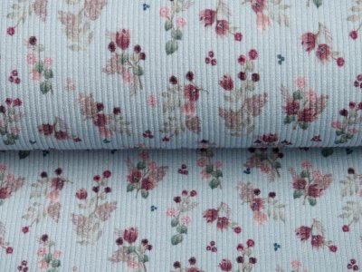 Rip Jersey Digitaldruck - kleine Blumensträuße - jeansblau