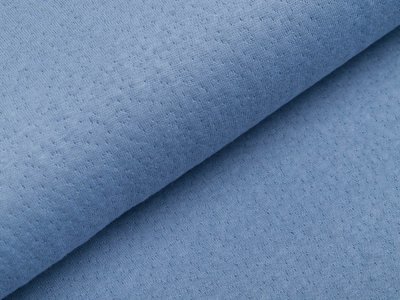 Jersey Triple Cotton Collino  - eingestanztes Blumenmuster - jeansblau