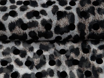 KDS Queen's Collections - Webware Chiffon Crepé - Animalprint - pastellgrau