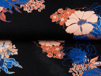 KDS Queen's Collections - Jersey Viskose - Blumenmuster - schwarz