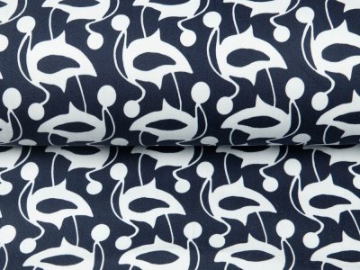 KDS Queen's Collections - Elastischer Hosen- und Jackenstoff - Blumige Ornamente - blauschwarz