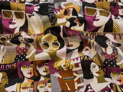 Jacquard Gobelin Dekostoff mit Glitzer - Fashionstyle - pink