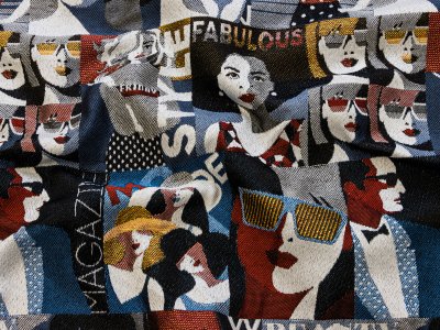 Jacquard Gobelin Dekostoff mit Glitzer - Fashionstyle - petrol