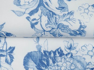 KDS Queen's Collections - Webware Chiffon - Romantisches Blumenmuster - weiß