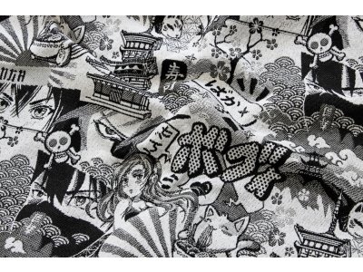 Jacquard Gobelin Dekostoff - Mangastyle - grau