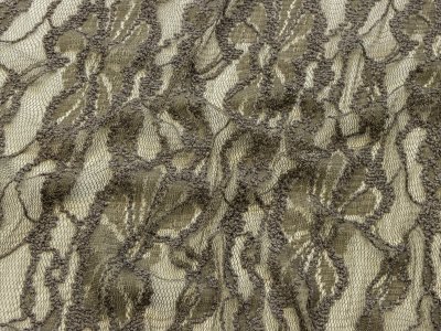 Hochwertige elastische Spitze - Blumenmuster - grau