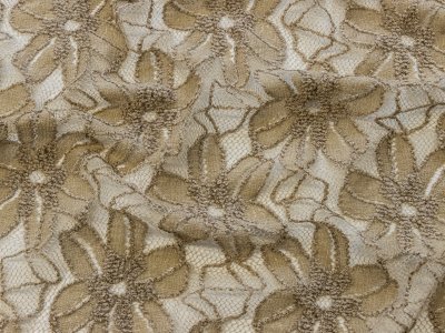 Hochwertige elastische Spitze - Blütenmuster - beige