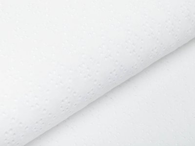 Jersey Strickstoff mit Lochstickerei Embroidery - Blumen - weiß