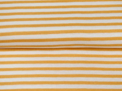 Feinripp Jersey Sanetta - Streifen - weiß-gelb