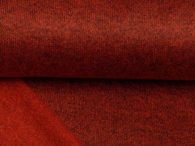 KDS Queen's Collection - Angerauter Melange Strickstoff - meliert dunkles rot