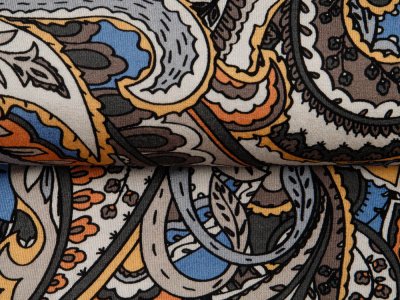 KDS Queen's Collections - Jersey Viskose - Blumen und Blätter Ornamente - weiß