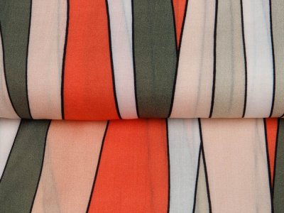 KDS Queen's Collections - Webware Viskose - Streifen auf Streifen - koralle