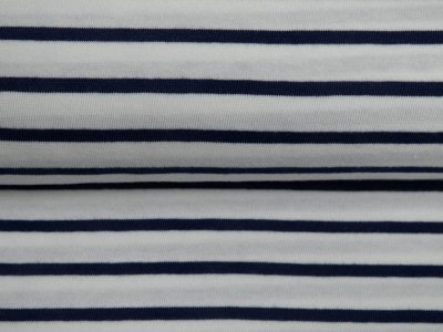 Jersey Sanetta - feine Streifen - weiß-blau