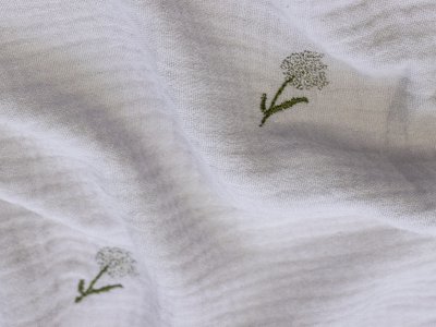 Musselin Baumwolle Double Gauze mit Stickerei - Blumen - grau
