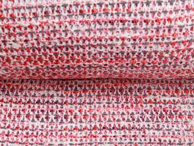 KDS Queen's Collection - Jersey Mesh-Stoff - gehäckelte Optik - weiß-rot