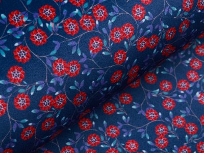 Lederimitat mit Fellabseite Milliblu´s - Blumenzweige - blau