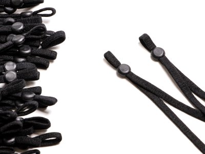 ein Paar verstellbares, elastisches Gummiband mit flacher Schnalle - Behelfsmaskenzubehör - schwarz 