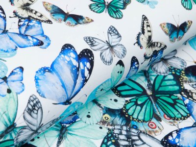 Jersey Digitalprint Stenzo PANEL ca. 100 cmx 150 cm - DIY my Circle Skirt mit Schmetterlingen - weiß