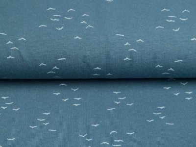 Jersey - Vogelschwärme - indigoblau
