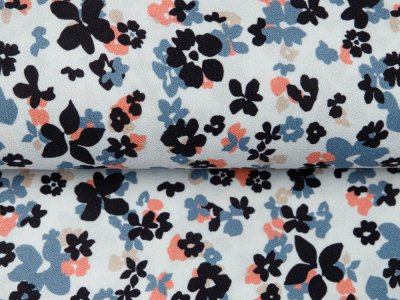 KDS Queen's Collection - Webware Crepé - Blumen - weiß