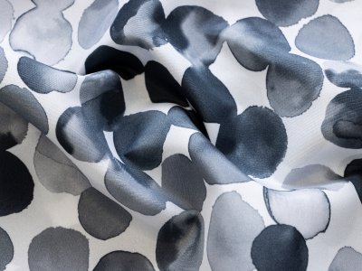 Leichter Sommerjacken- oder Futterstoff - aquarellige Bubbles - weiß-grau