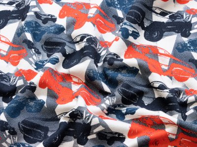 Sweat French Terry Digitaldruck by Poppy Dreamworks Fast & Furious - Rennautos - ecru