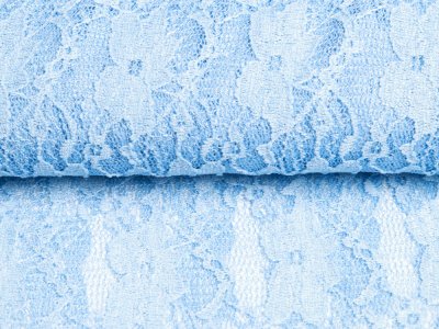 Elastische Spitze leicht glänzend - Blumenranken - uni jeansblau