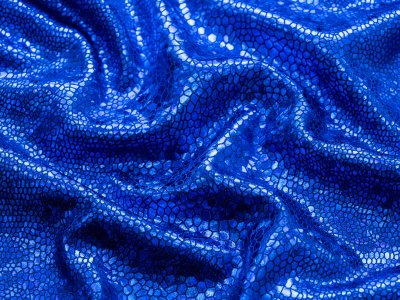Elastischer Funktionsjersey mit Foliendruck - Holografisches 3D Design Reptilienhaut - royalblau