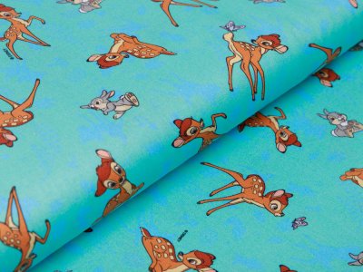 Webware Baumwolle Digitaldruck Disney Bambi - Bambi und Klopfer - mint